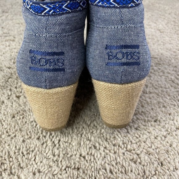 Bobs by Skechers Memory Foam Denim‎ Lace Up Bootie Wedges Womens 8 - Picture 8 of 14